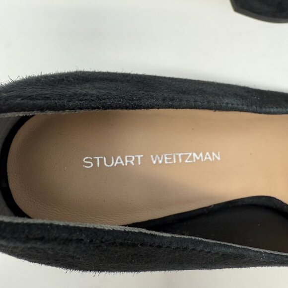 Stuart Weitzman Marymid Suede Pumps Block Heels Women 7 B Black Designer Classic - Picture 8 of 11